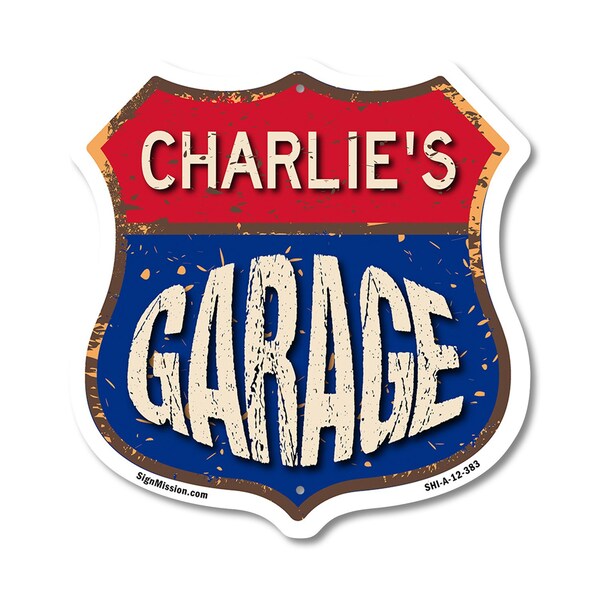 Signmission Charlie's Garage, 12 Inch X 12 Inch, Aluminum Metal Sign - SHI-A-12-383-CHARLIE