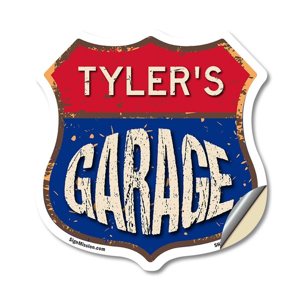 Signmission Tyler's Garage, 18 Inch X 18 Inch, Vinyl Decal - SHI-D-18-383-TYLER