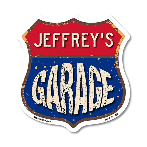 Signmission Jeffrey's Garage, 12 Inch X 12 Inch, Plastic Sign - SHI-P-12-383-JEFFREY