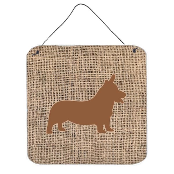 Micasa Corgi Burlap And Brown Aluminium Metal Wall Or Door Hanging Prints - MI240413