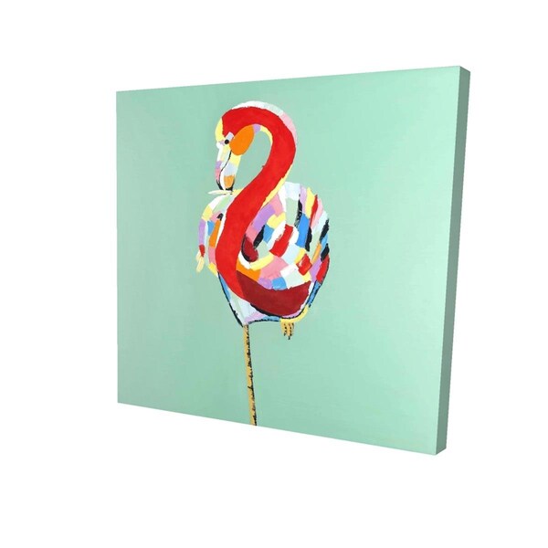 Begin Home Decor 16 x 16 in. Colorful Abstract Flamingo-Print on Canvas - 2080-1616-AN234-1