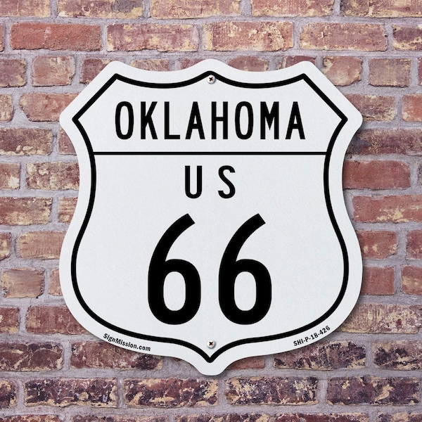 Signmission Oklahoma Route Marker Shield Sign Us 66, 6 inch X 6 inch, Plastic Sign, 2PK - SHI-P-2PACK-6-426