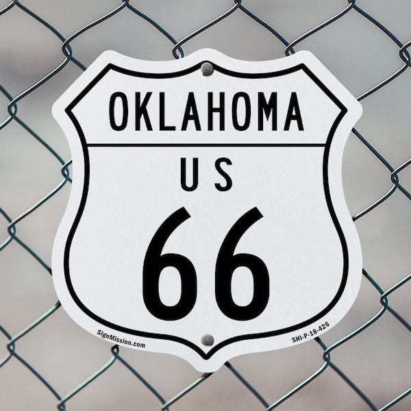 Signmission Oklahoma Route Marker Shield Sign Us 66, 6 inch X 6 inch, Plastic Sign, 2PK - SHI-P-2PACK-6-426