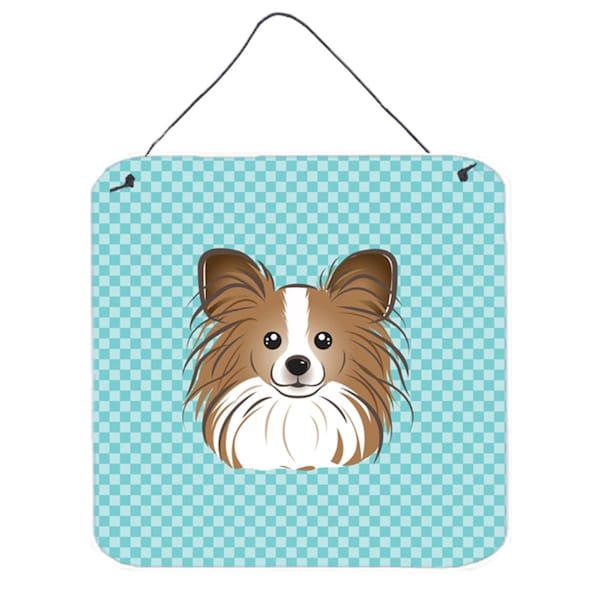 Micasa Checkerboard Blue Papillon Aluminum Metal Wall Or Door Hanging Prints6 x 6 In. - MI250727