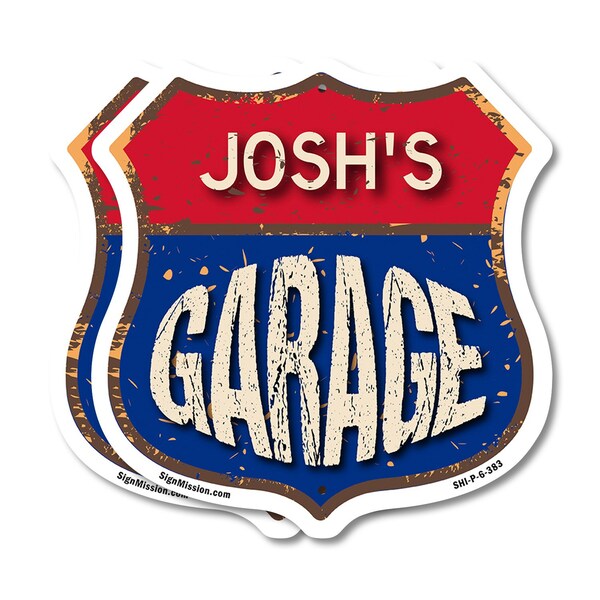 Signmission Josh's Garage, 6 inch X 6 inch, Plastic Sign, 2PK - SHI-P-2PACK-6-383-JOSH