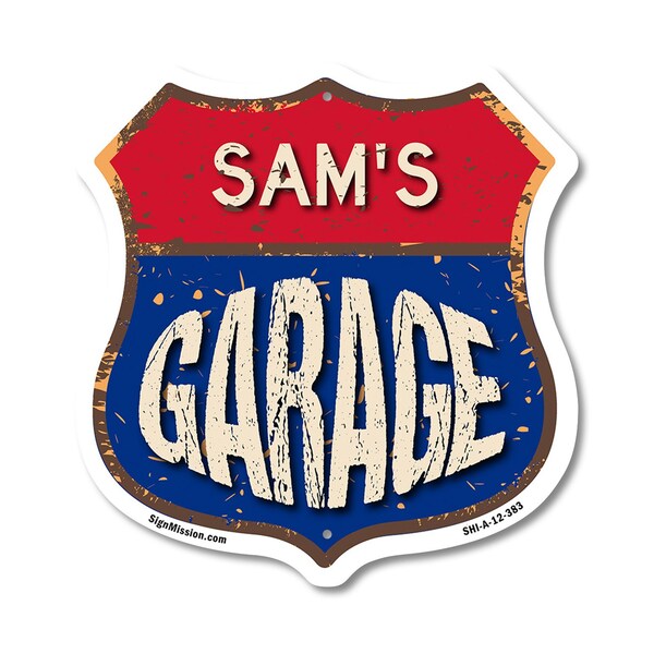 Signmission Sam's Garage, 12 Inch X 12 Inch, Aluminum Metal Sign - SHI-A-12-383-SAM