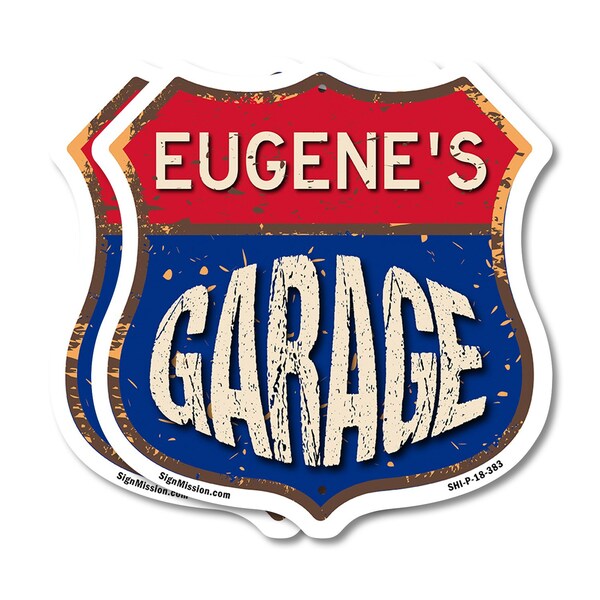 Signmission Eugene's Garage, 18 inch X 18 inch, Plastic Sign, 2PK - SHI-P-2PACK-18-383-EUGENE