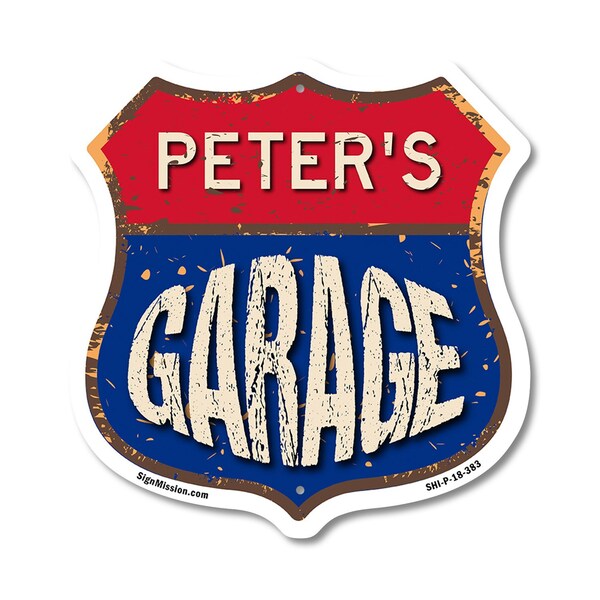 Signmission Peter's Garage, 18 Inch X 18 Inch, Plastic Sign - SHI-P-18-383-PETER