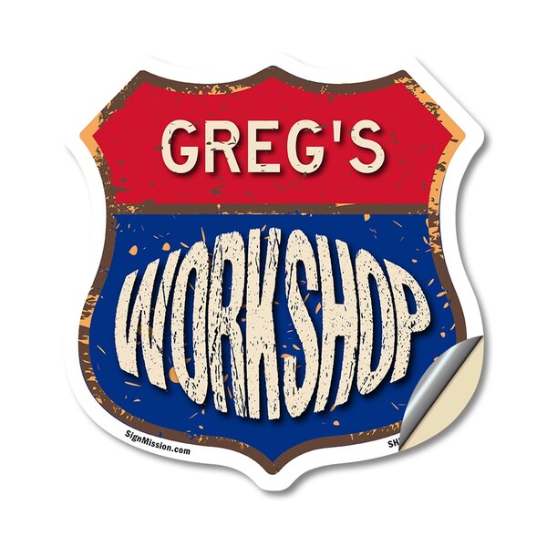 Signmission Greg's Workshop, 12 Inch X 12 Inch, Vinyl Decal - SHI-D-12-489-GREG