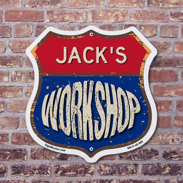Signmission Jack's Workshop, 6 Inch X 6 Inch, Plastic Sign - SHI-P-6-489-JACK
