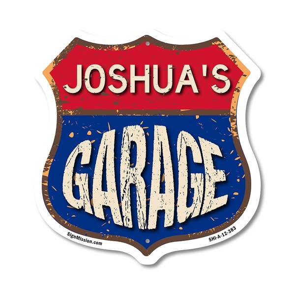 Signmission Joshua's Garage, 12 Inch X 12 Inch, Aluminum Metal Sign - SHI-A-12-383-JOSHUA