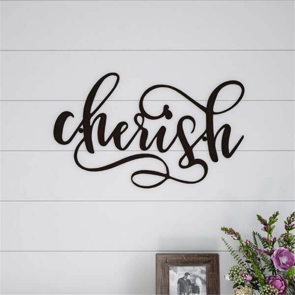 Lavish Home Lavish Home Metal Cutout-Cherish Decorative Wall Sign - LA567550