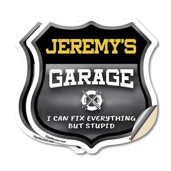 Signmission Jeremy's Garage I Can Fix Everything But Stupid, 4 inch X 4 inch, Vinyl Decal, 2PK - SHI-D-2PACK-4-490-JEREMY
