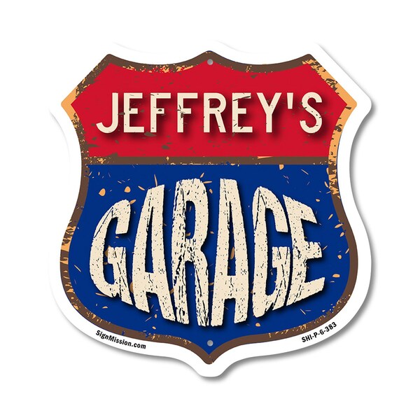 Signmission Jeffrey's Garage, 6 Inch X 6 Inch, Plastic Sign - SHI-P-6-383-JEFFREY