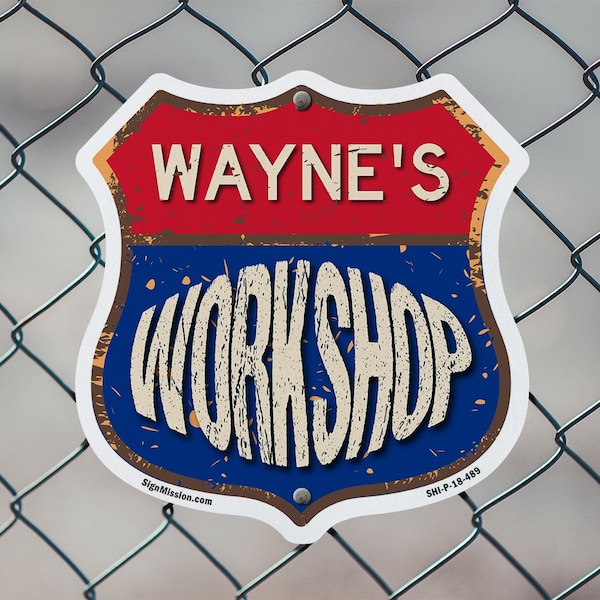 Signmission Wayne's Workshop, 12 Inch X 12 Inch, Plastic Sign - SHI-P-12-489-WAYNE