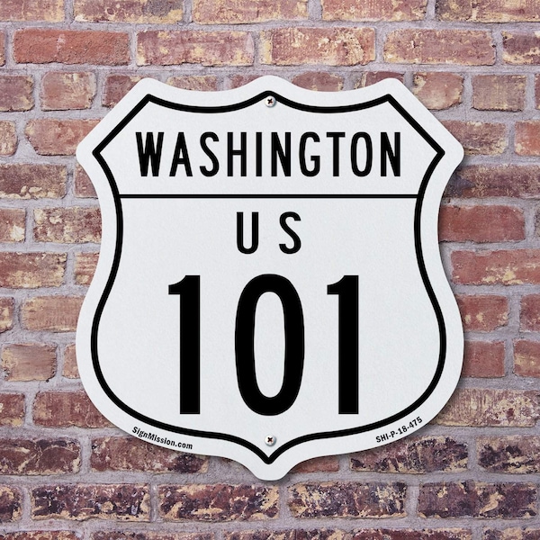 Signmission Washington Route Marker Shield Sign Us 1, 12 Inch X 12 Inch, Aluminum Metal Sign - SHI-A-12-475
