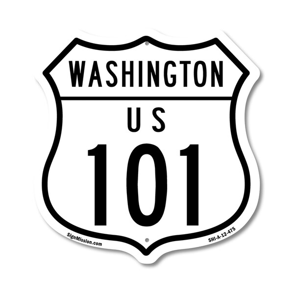 Signmission Washington Route Marker Shield Sign Us 1, 12 Inch X 12 Inch, Aluminum Metal Sign - SHI-A-12-475