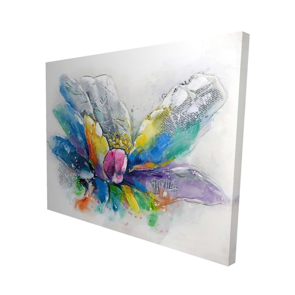 Fondo 16 x 20 in. Abstract Flower with Newspaper-Print on Canvas - FO2790432