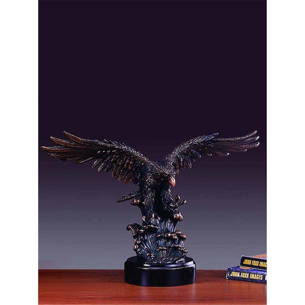 Tapis Rugs Marian Imports F Aggressive Eagle Bronze Finish Sculpture with Base - TA3606323