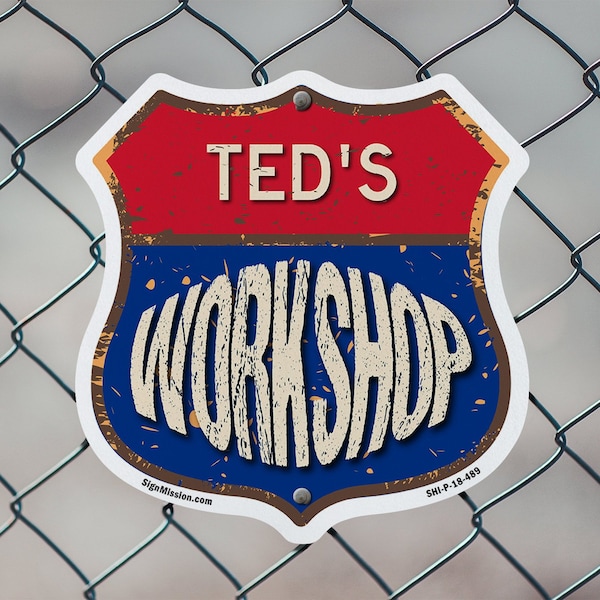Signmission Ted's Workshop, 18 inch X 18 inch, Plastic Sign, 2PK - SHI-P-2PACK-18-489-TED