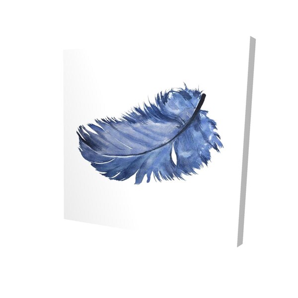 Begin Home Decor 16 x 16 in. Watercolor Blue Feather-Print on Canvas - 2080-1616-AN429