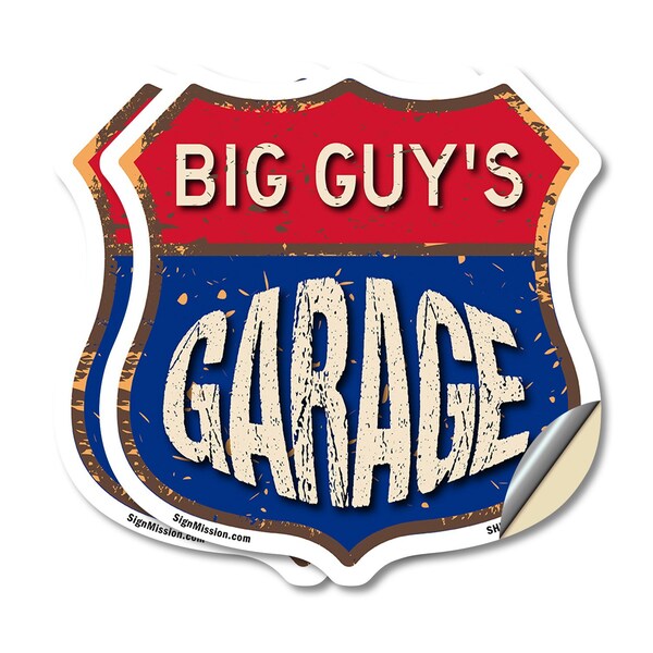 Signmission Big Guy's Garage, 12 inch X 12 inch, Vinyl Decal, 2PK - SHI-D-2PACK-12-383-BIG GUY