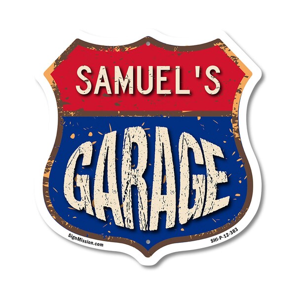 Signmission Samuel's Garage, 12 Inch X 12 Inch, Plastic Sign - SHI-P-12-383-SAMUEL