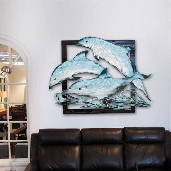 Clean Choice Dolphin Pod in Frame Rustic Wooden Art - CL2582223