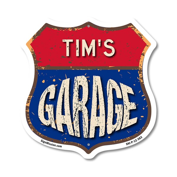 Signmission Tim's Garage, 12 Inch X 12 Inch, Plastic Sign - SHI-P-12-383-TIM