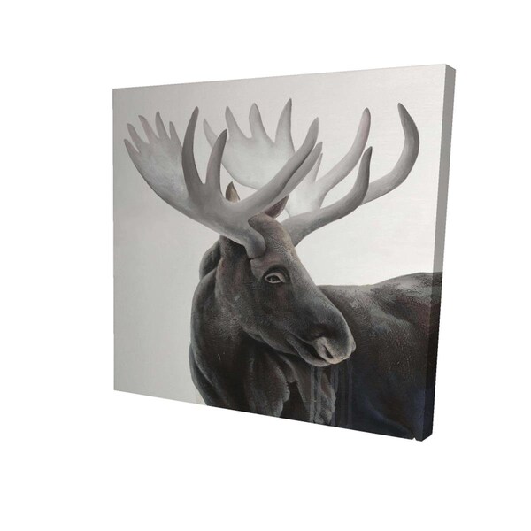 Fondo 16 x 16 in. Greyscale Moose Profile-Print on Canvas - FO2789236