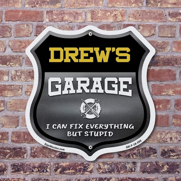 Signmission Drew's Garage I Can Fix Everything But Stupid, 12 inch X 12 inch, Aluminum Metal Sign, 2PK - SHI-A-2PACK-12-490-DREW