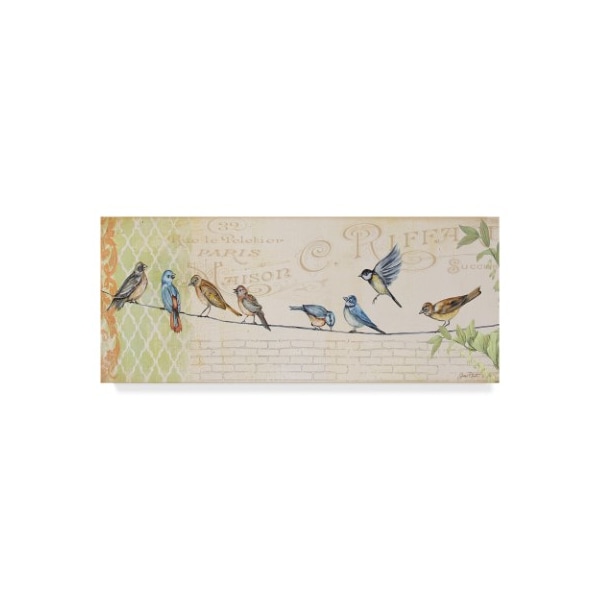 Trademark Fine Art Jean Plout 'Birds Gathered On Wire' Canvas Art, 8x19 - ALI29960-C819GG