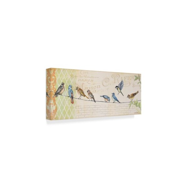 Trademark Fine Art Jean Plout 'Birds Gathered On Wire' Canvas Art, 8x19 - ALI29960-C819GG
