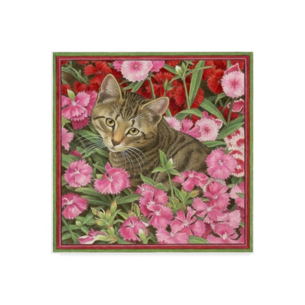 Trademark Fine Art Francien Van Westering 'Cats In Pink Flowers' Canvas Art, 14x14 - ALI34708-C1414GG