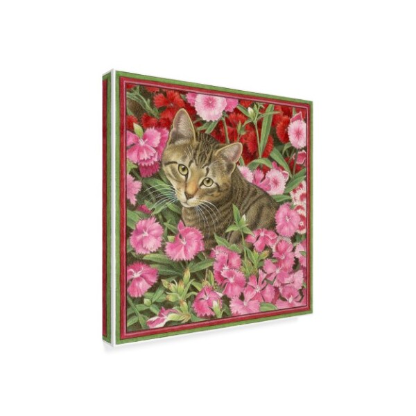 Trademark Fine Art Francien Van Westering 'Cats In Pink Flowers' Canvas Art, 14x14 - ALI34708-C1414GG