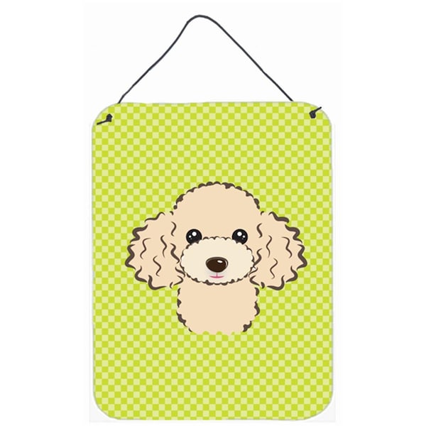 Carolines Treasures Checkerboard Lime Green Buff Poodle Wall and Door Hanging Prints - BB1320DS1216