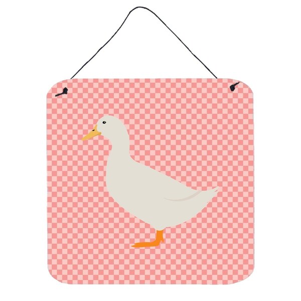 Micasa American Pekin Duck Pink Check Wall or Door Hanging Prints6 x 6 in. - MI627844