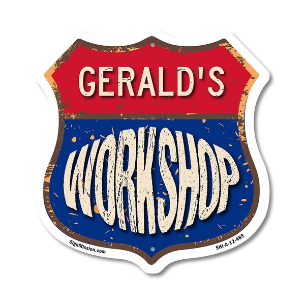 Signmission Gerald's Workshop, 12 Inch X 12 Inch, Aluminum Metal Sign - SHI-A-12-489-GERALD