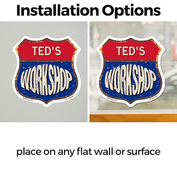 Signmission Ted's Workshop, 12 inch X 12 inch, Vinyl Decal, 2PK - SHI-D-2PACK-12-489-TED