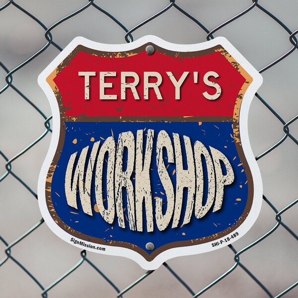 Signmission Terry's Workshop, 6 Inch X 6 Inch, Plastic Sign - SHI-P-6-489-TERRY