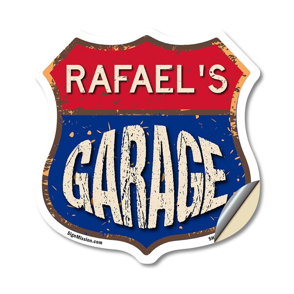 Signmission Rafael's Garage, 18 Inch X 18 Inch, Vinyl Decal - SHI-D-18-383-RAFAEL
