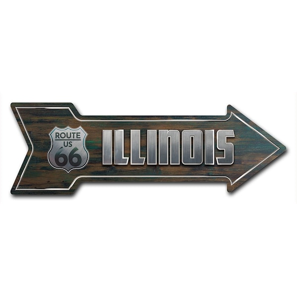 Signmission Illinois 66 Arrow Decal Funny Home Decor 18in Wide - D-A-999802