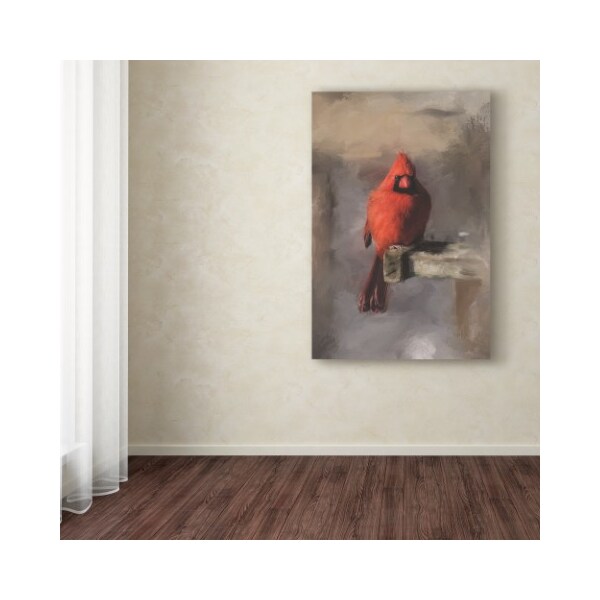 Trademark Fine Art Lois Bryan 'Bright Red Cardinal on a Perch' Canvas Art, 12x19 - LBR00353-C1219GG