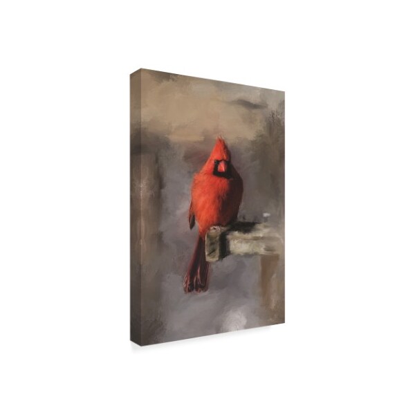 Trademark Fine Art Lois Bryan 'Bright Red Cardinal on a Perch' Canvas Art, 12x19 - LBR00353-C1219GG