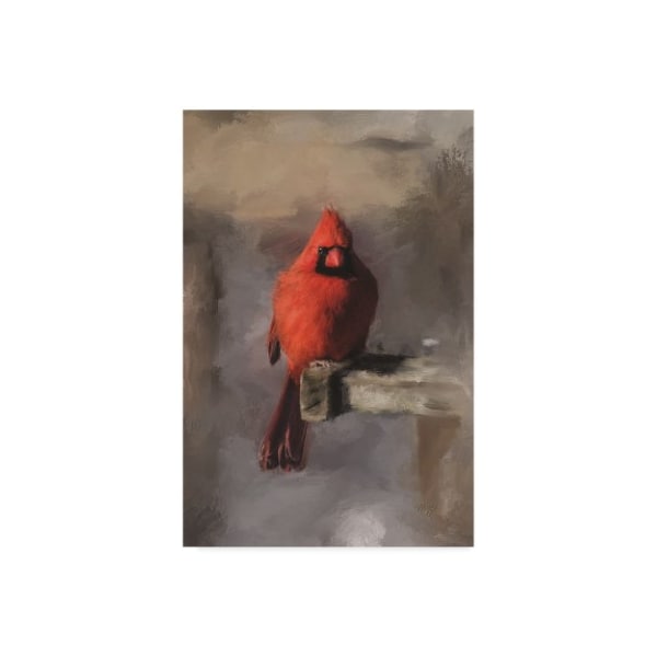 Trademark Fine Art Lois Bryan 'Bright Red Cardinal on a Perch' Canvas Art, 12x19 - LBR00353-C1219GG