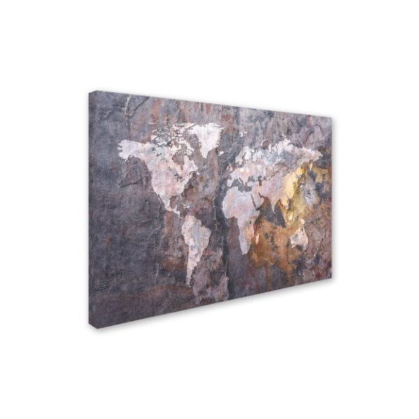 Trademark Fine Art Michael Tompsett 'World Map - Rock' Canvas Art, 14x19 - MT0128-C1419GG