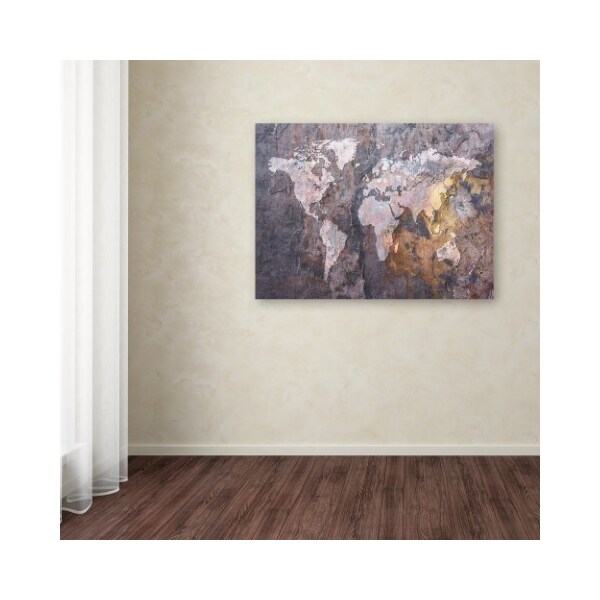 Trademark Fine Art Michael Tompsett 'World Map - Rock' Canvas Art, 14x19 - MT0128-C1419GG