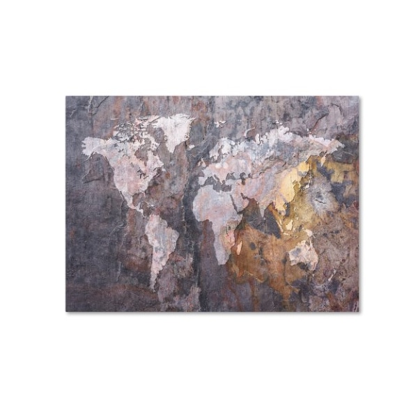 Trademark Fine Art Michael Tompsett 'World Map - Rock' Canvas Art, 14x19 - MT0128-C1419GG