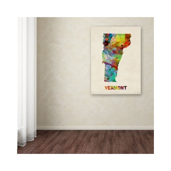 Trademark Fine Art Michael Tompsett 'Vermont Map' Canvas Art, 24x32 - MT0342-C2432GG