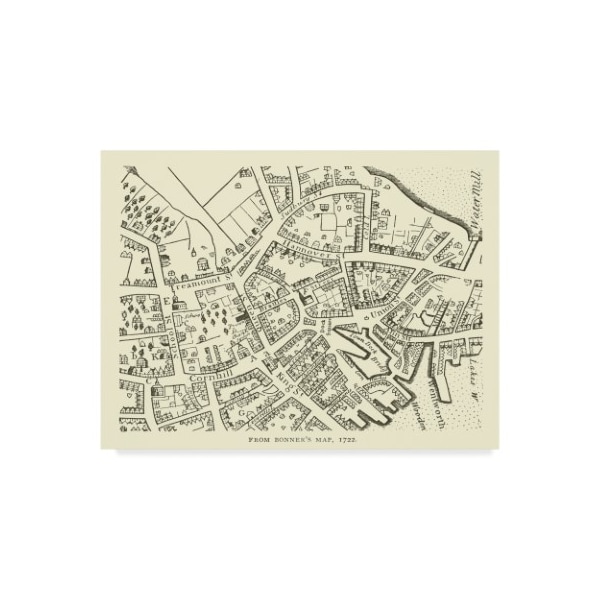 Trademark Fine Art American School 'Map of Boston Bonner's Map II' Canvas Art, 14x19 - BL01798-C1419GG
